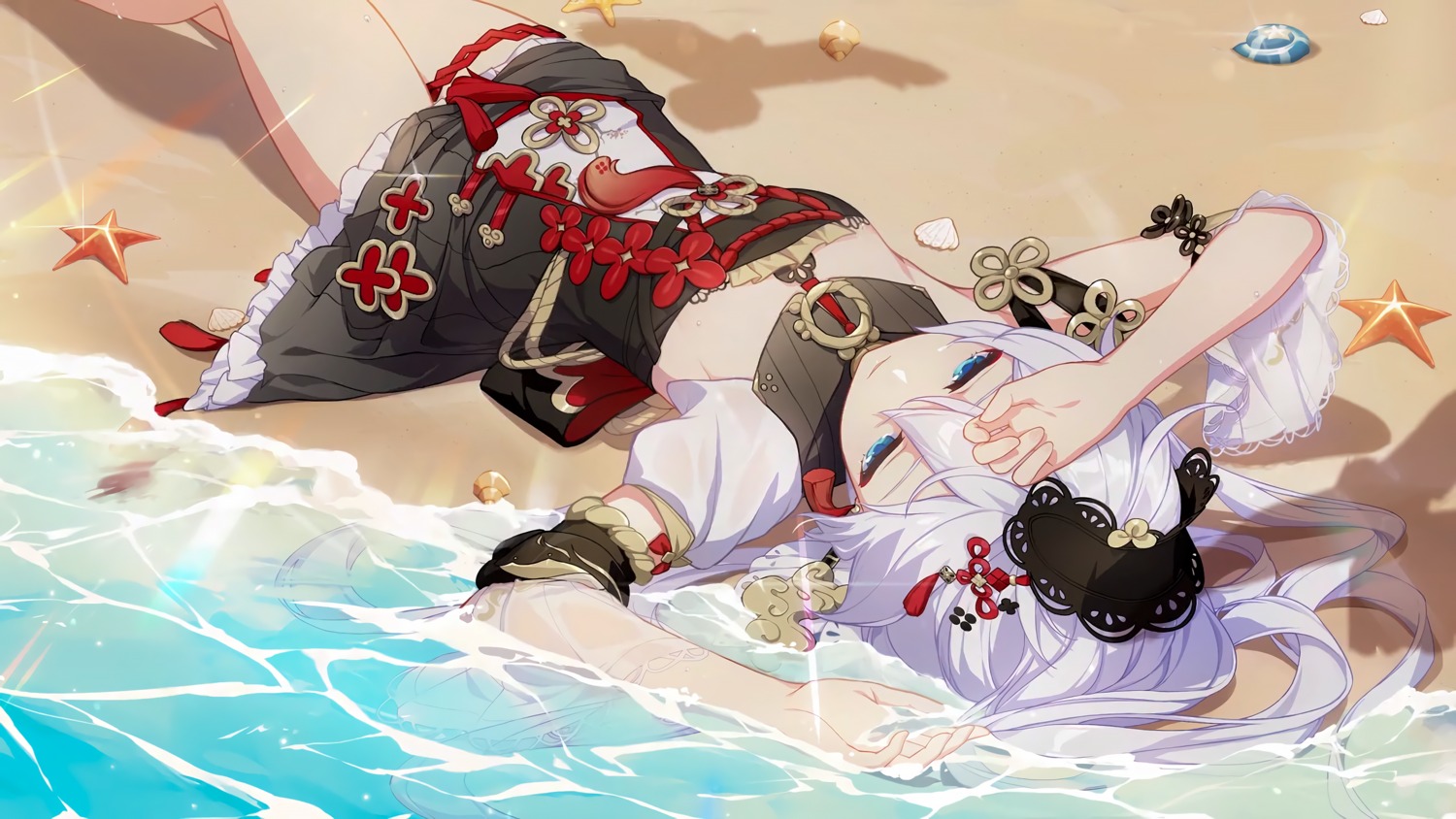 1065587906, benghuai_xueyuan, garter, honkai_impact, japanese_clothes, no_bra, theresa_apocalypse, wallpaper, wet