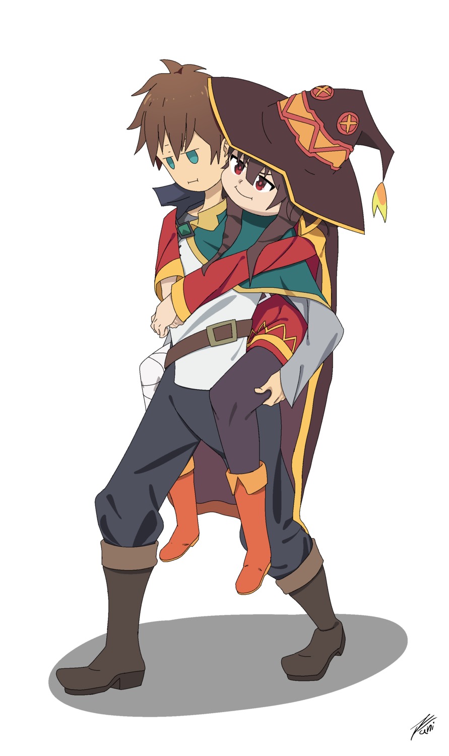 ani_, bandages, dress, kono_subarashii_sekai_ni_shukufuku_wo!, megumin, satou_kazuma, witch