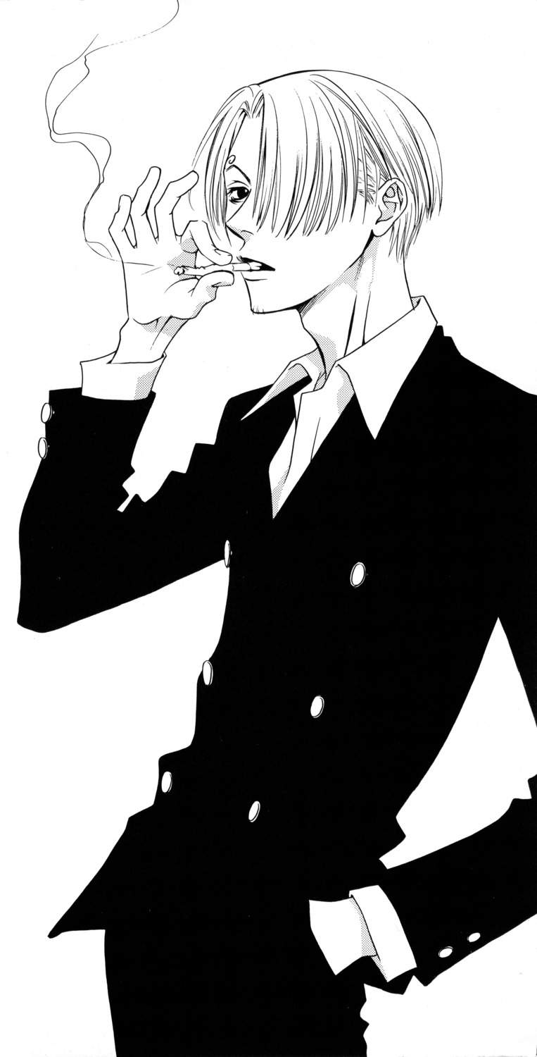 male, monochrome, nakajou_hisaya, one_piece, vinsmoke_sanji