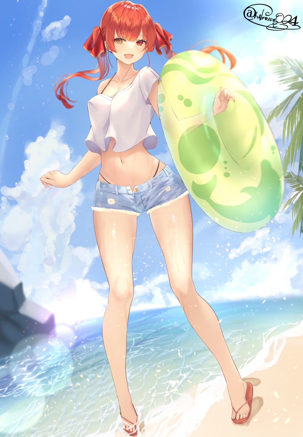 bikini, erect_nipples, heterochromia, hololive, houshou_marine, shiina_aoi, swimsuits, wet