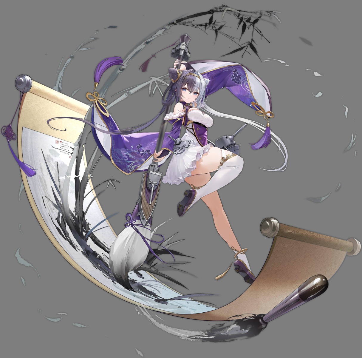 asian_clothes, azur_lane, heels, skirt_lift, thighhighs, ying_swei_(azur_lane), yyy_(zelda10010)