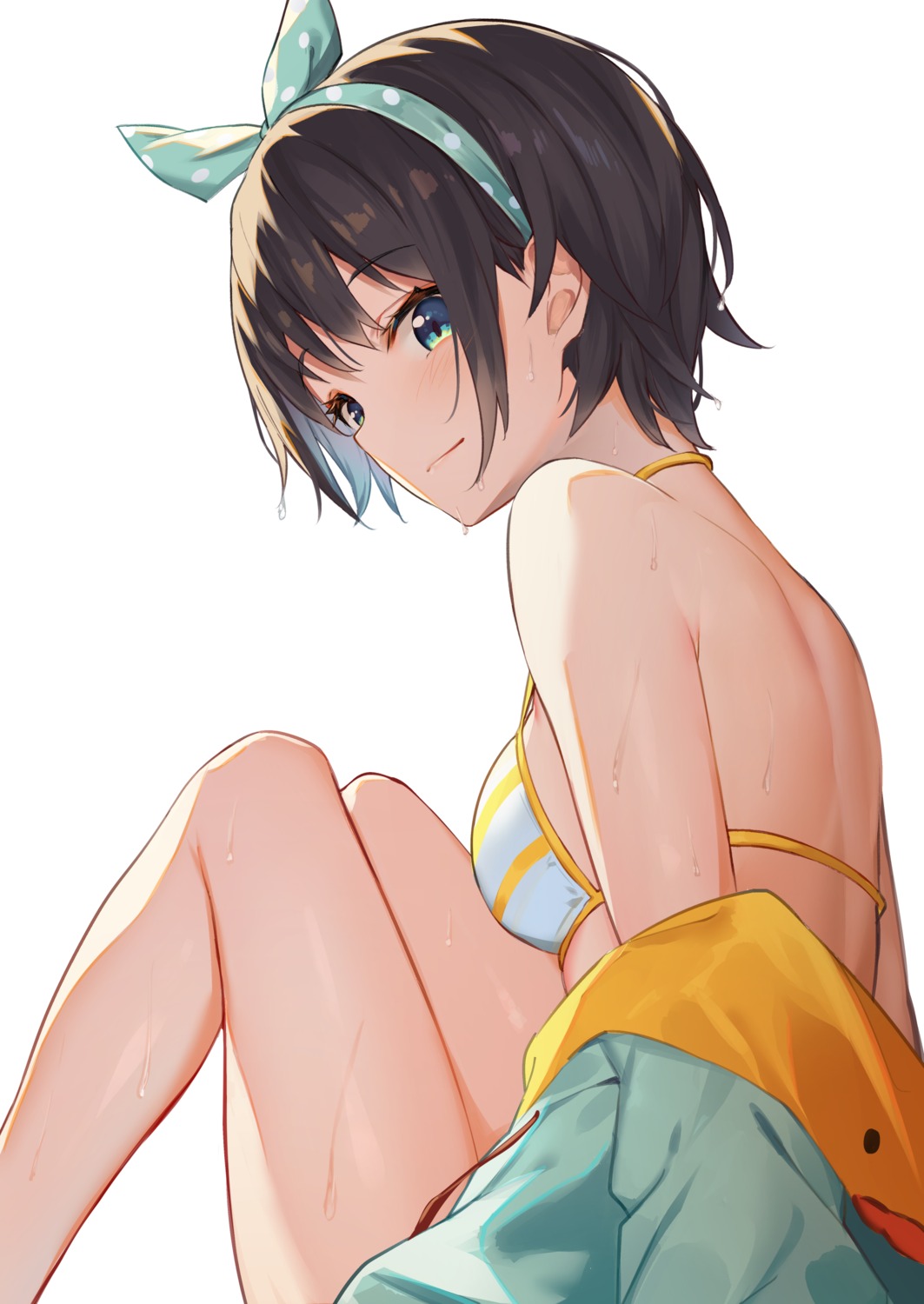bikini_top, hololive, isaya_(pixiv4541633), oozora_subaru, open_shirt, swimsuits