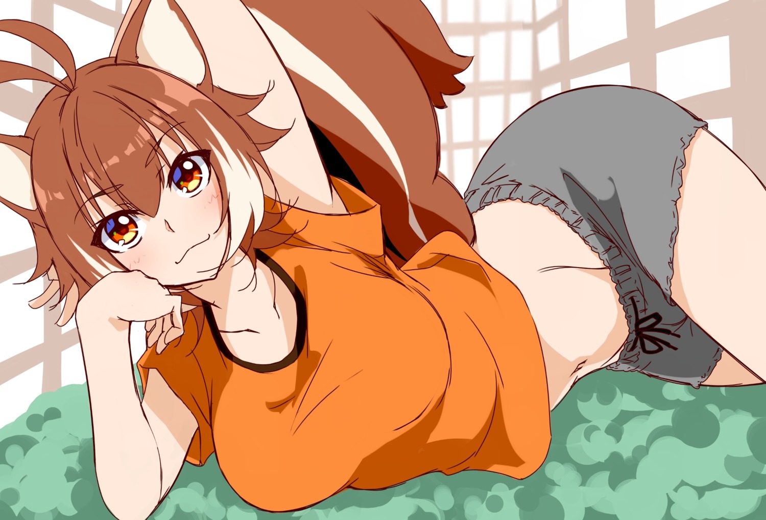animal_ears, blazblue, chukachuka, makoto_nanaya, shirt_lift, tail