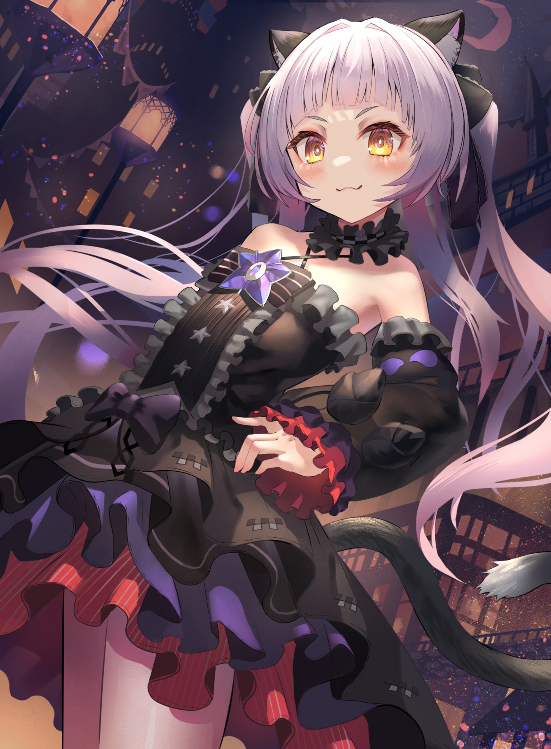 animal_ears, dodota, dress, gothic_lolita, hololive, lolita_fashion, murasaki_shion, nekomimi