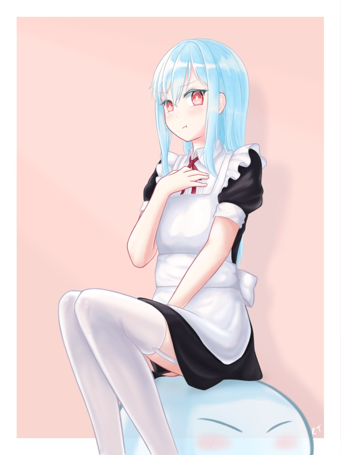 maid, r.t., rimuru_tempest, skirt_lift, stockings, tensei_shitara_slime_datta_ken, thighhighs