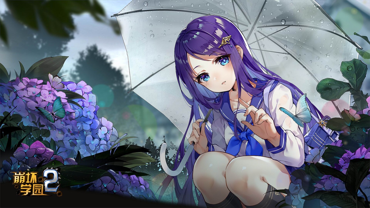 benghuai_xueyuan, honkai_impact, jyahnar, see_through, seifuku, tirara, umbrella, wallpaper