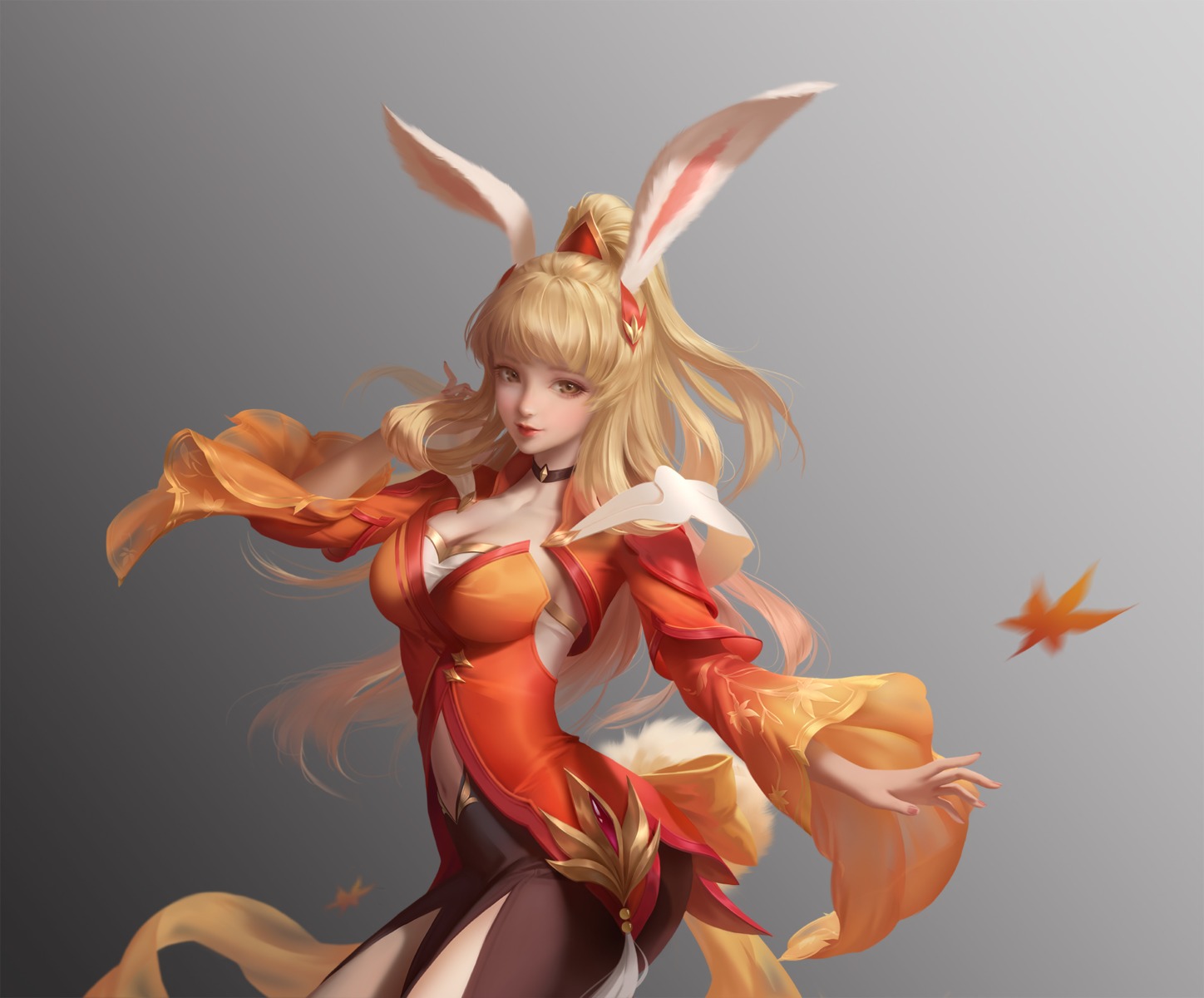 animal_ears, bunny_ears, bunny_girl, cleavage, tail, wangzhe_rongyao