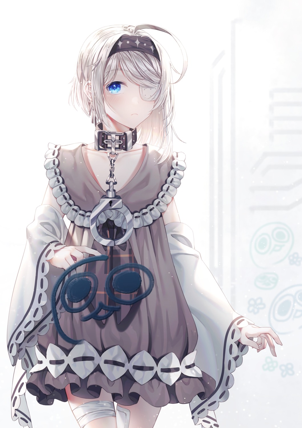 bandages, bandaid, black_survival, dress, ellet_j, eyepatch, sissela_(black_survival)