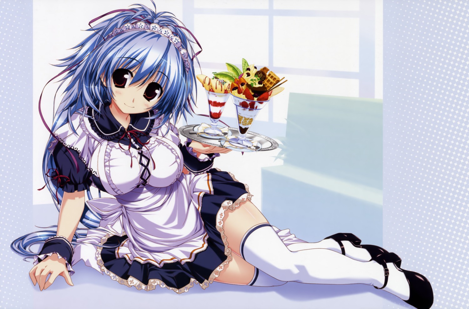 clochette, maid, mitsumine_minato, oshiki_hitoshi, suzunone_seven, thighhighs, waitress