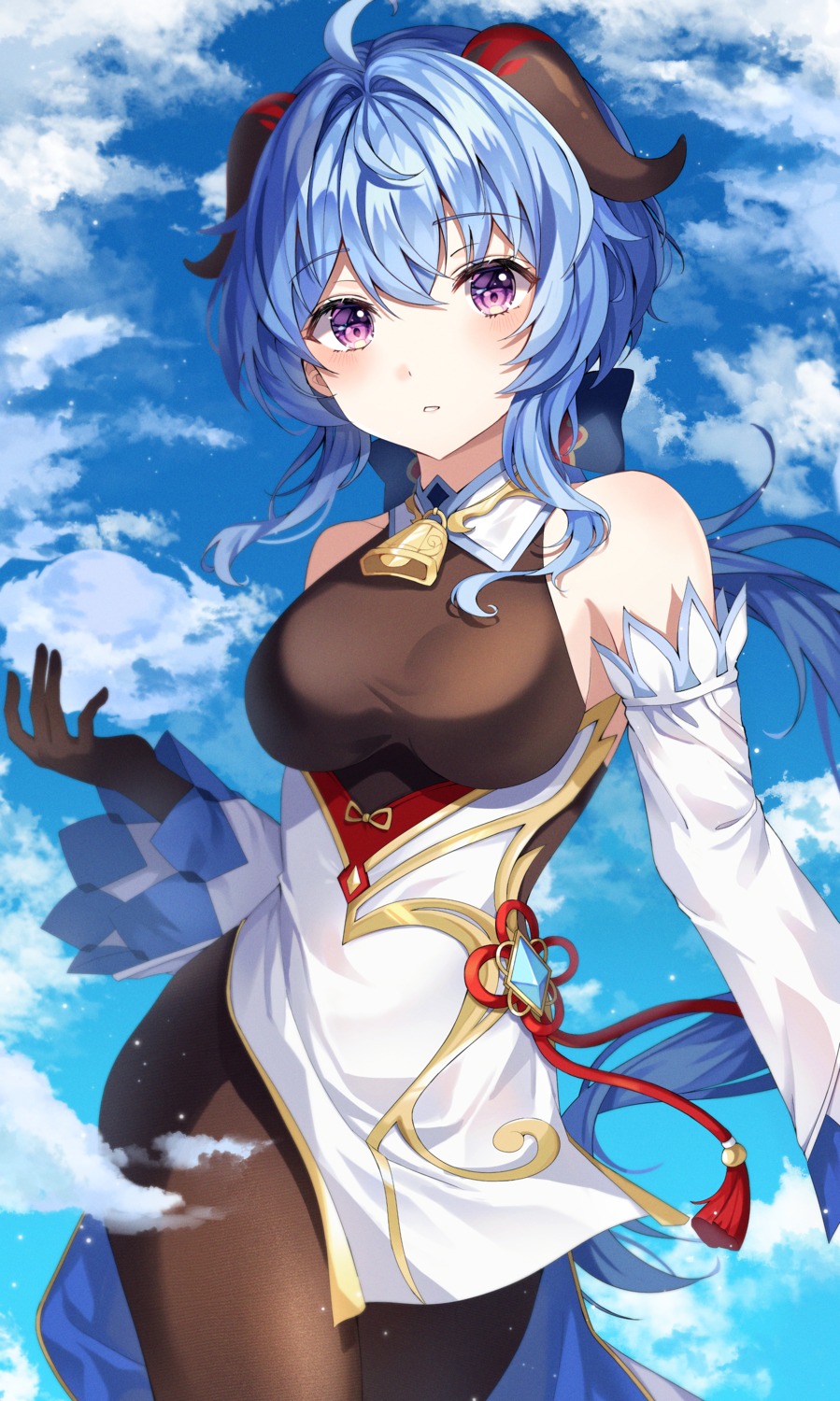 asian_clothes, ganyu, genshin_impact, horns, pantyhose, tess_(88884)