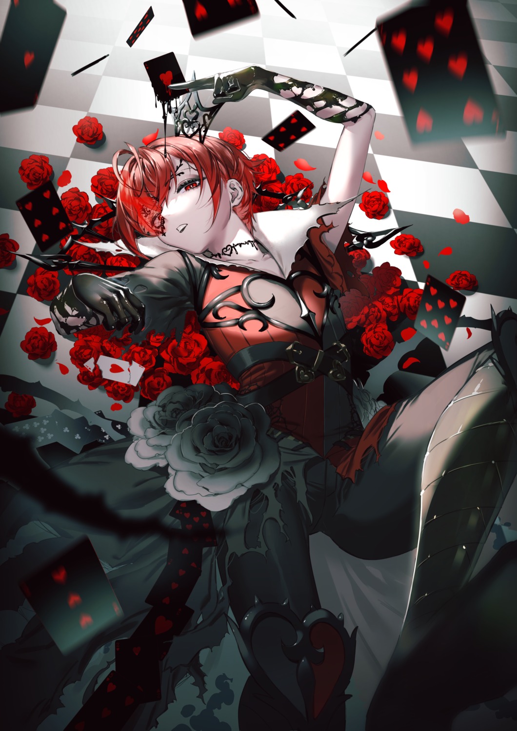 eyepatch, ichibi, riddle_rosehearts, torn_clothes, twisted_wonderland