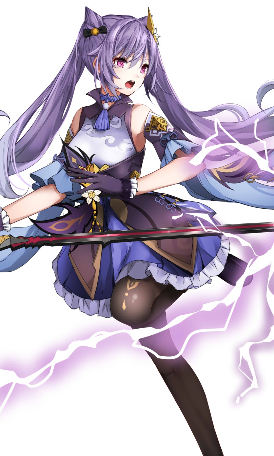 351_rane, asian_clothes, genshin_impact, keqing, sword