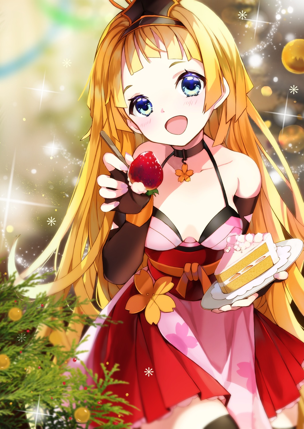 christmas, ichigo_hitofuri_(tenka_hyakken), japanese_clothes, no_bra, tenka_hyakken, thighhighs, touka_(07touka25)