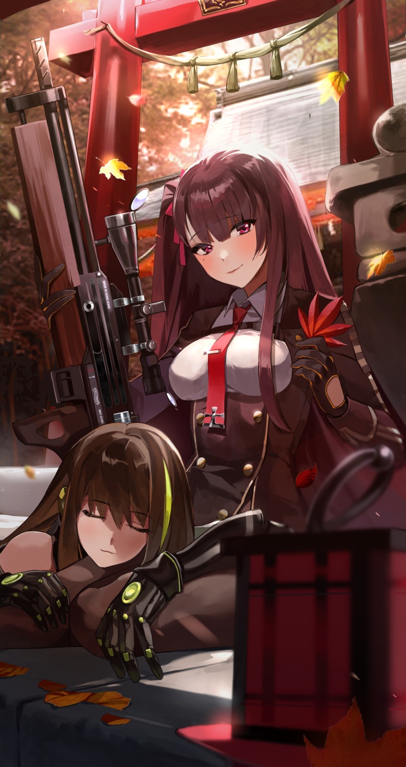 girls_frontline, gun, m4a1_(girls_frontline), moko_(moko/moko), pantyhose, uniform, wa2000_(girls_frontline)