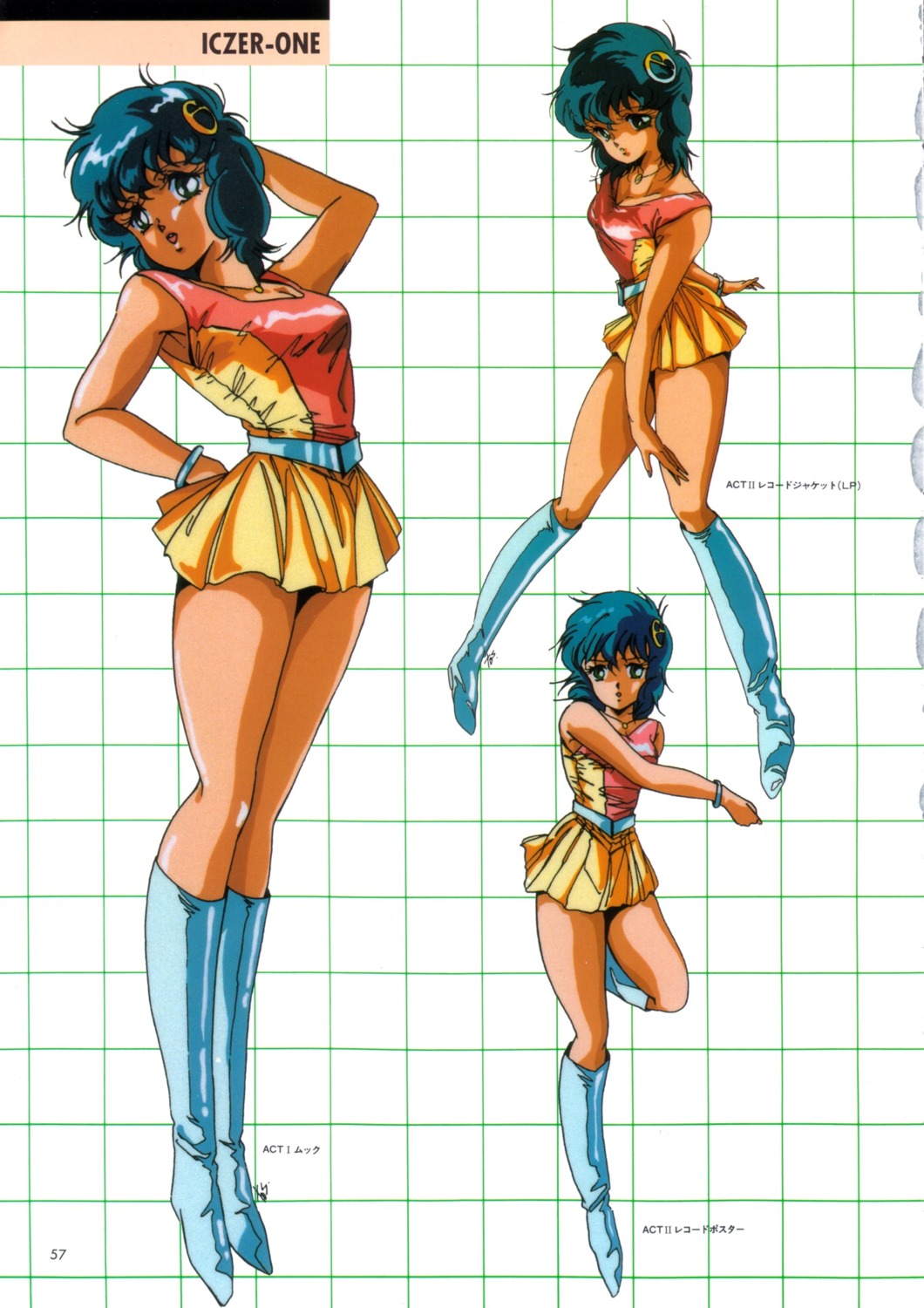 character_design, cleavage, dress, hirano_toshihiro, kanou_nagisa, tatakae!!_iczer-1