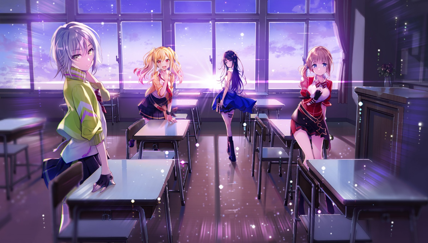 garter, hinomori_shiho, hoshino_ichika_(project_sekai), mochizuki_honami, project_sekai, seifuku, skirt_lift, sweater