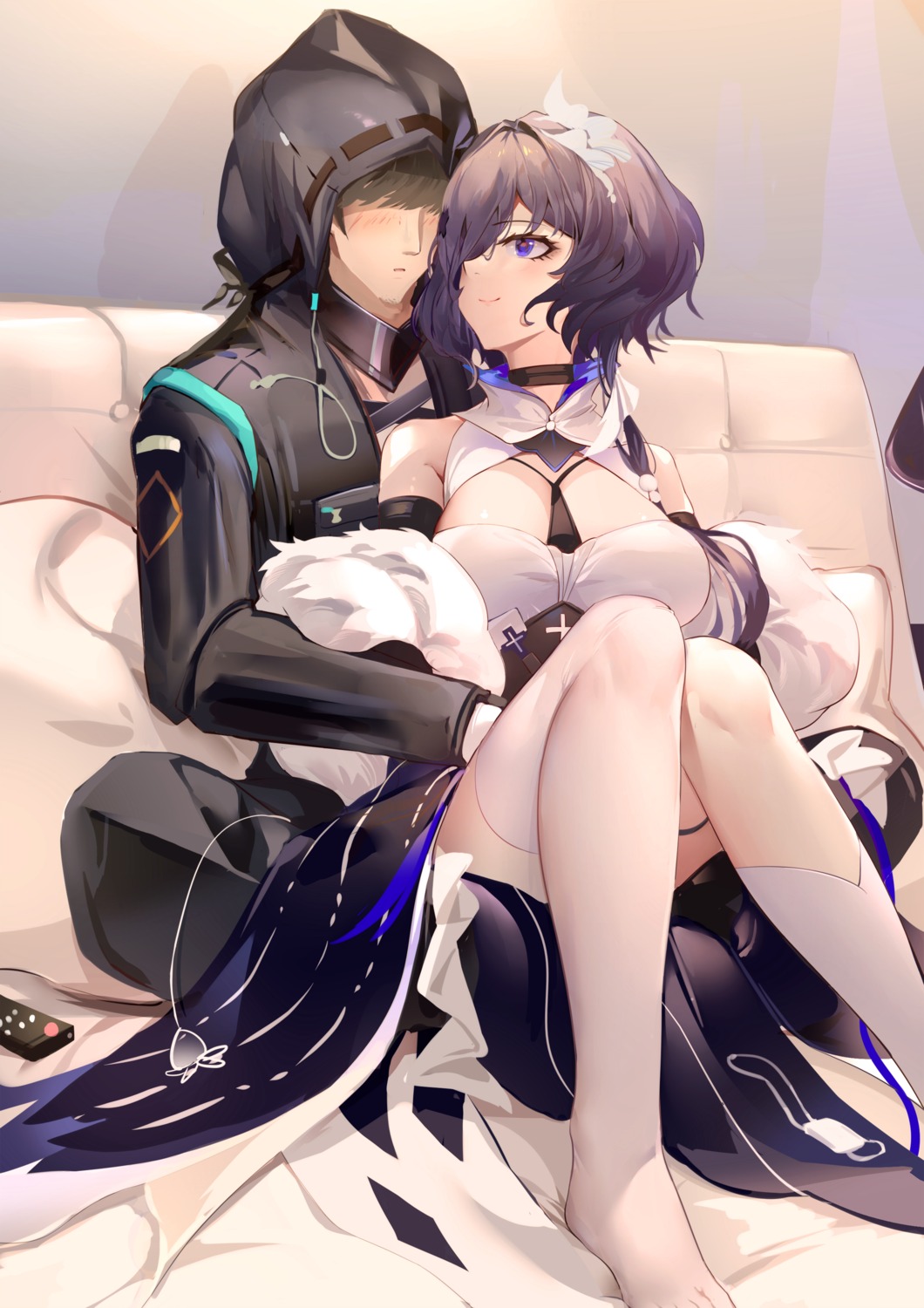 arknights, doctor_(arknights), garter, skirt_lift, tagme, thighhighs, whisperain_(arknights)
