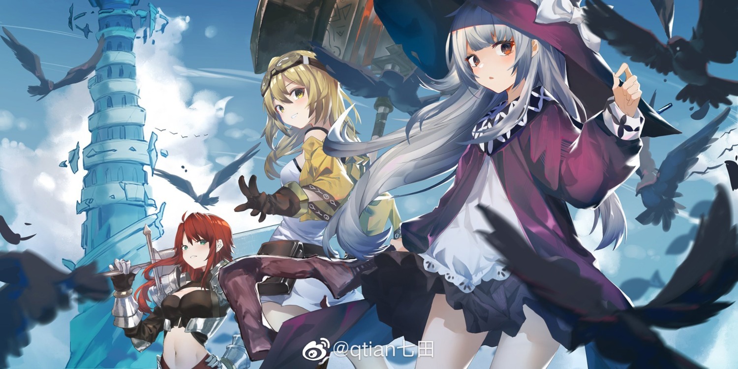 armor, cleavage, megane, qtian, revived_witch, skirt_lift, sword, wallpaper
