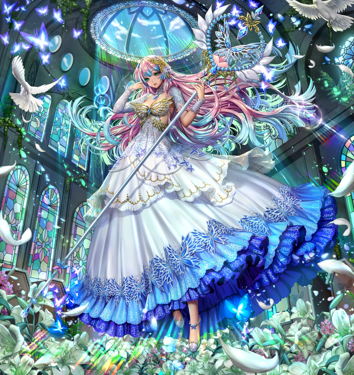 cleavage, dress, sammi_hisame, weapon