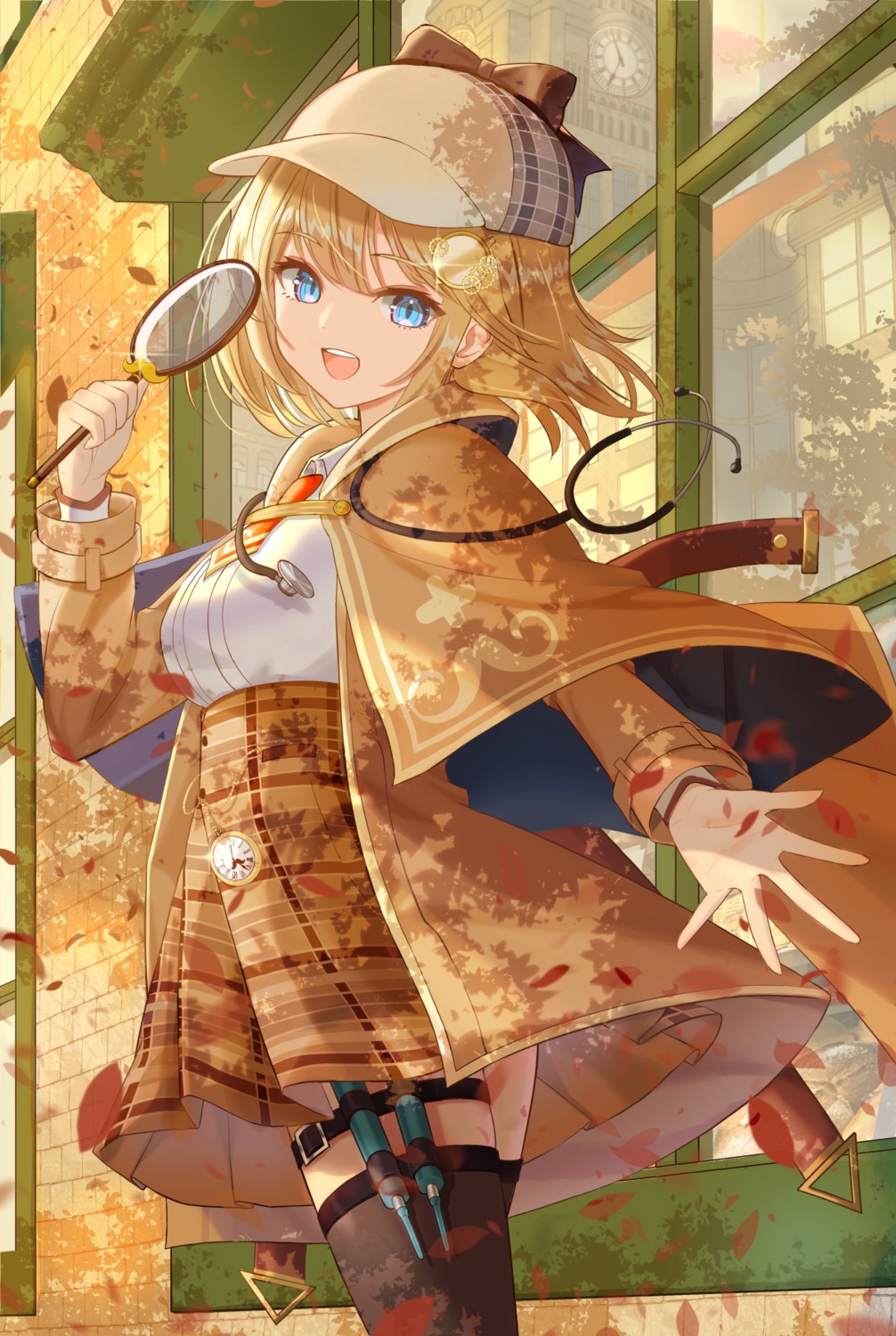 garter, hololive, hololive_english, inari_(ambercrown), seifuku, thighhighs, watson_amelia