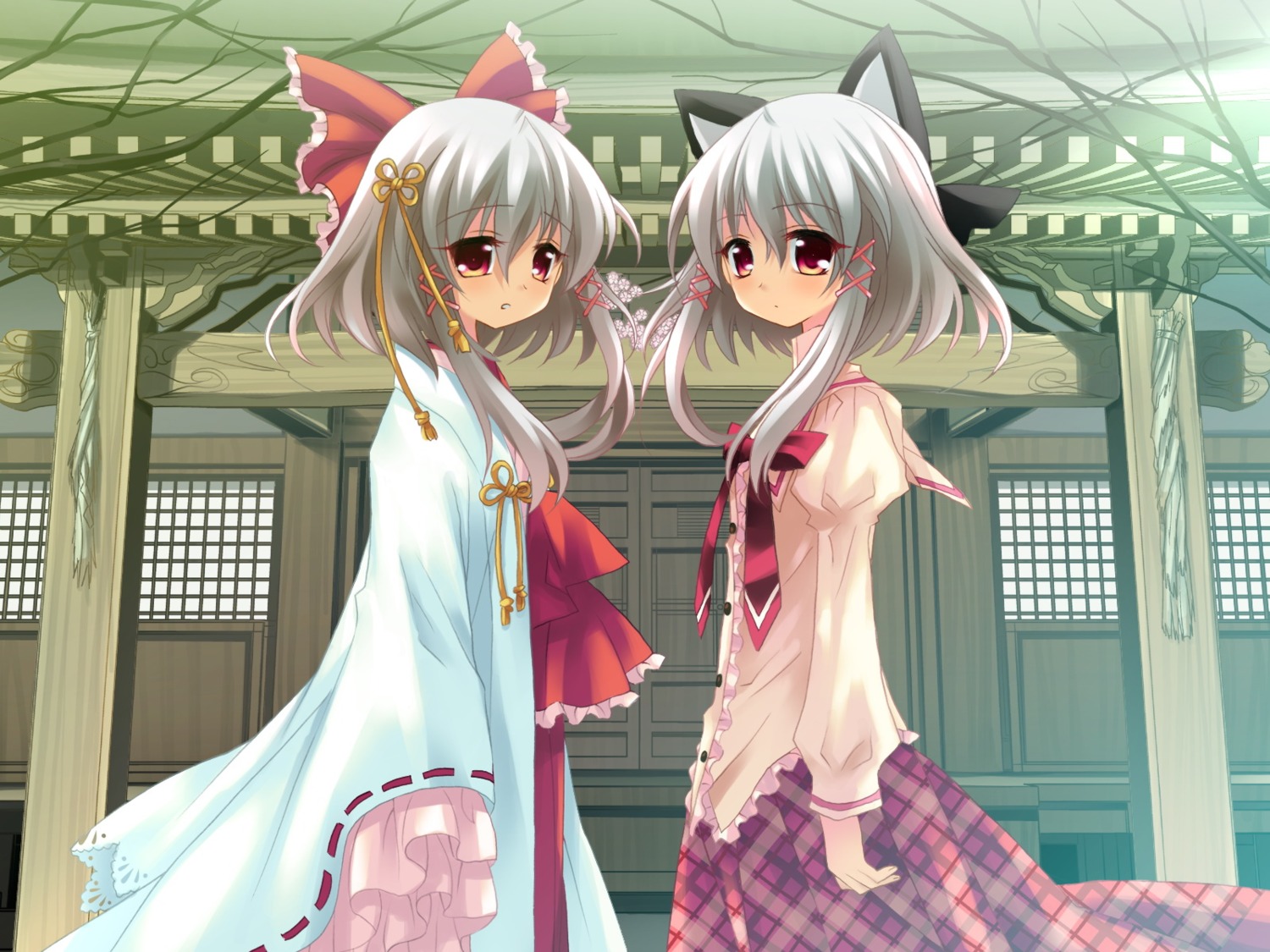 animal_ears, game_cg, hanafubuki, miko, nekomimi, sakuramori_akasha, sakurazawa_izumi, seifuku