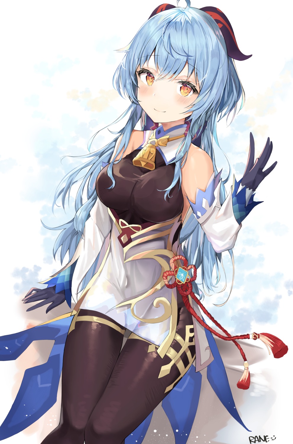 asian_clothes, ganyu, genshin_impact, harune_rane, horns