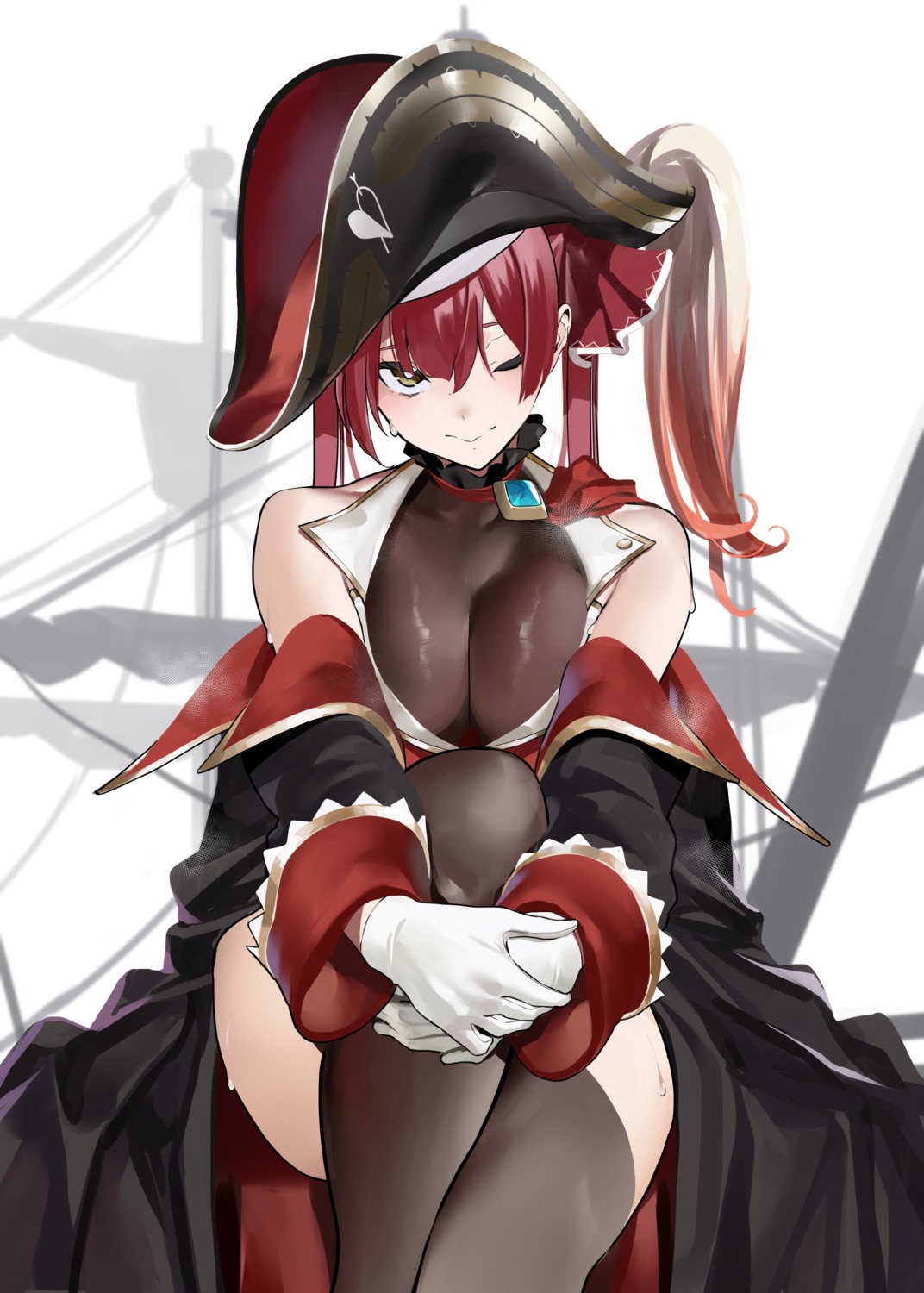 hololive, houshou_marine, jikatarou, pirate, thighhighs