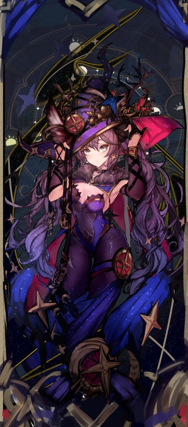 amayouri, genshin_impact, leotard, mona_megistus, no_bra, pantyhose, witch