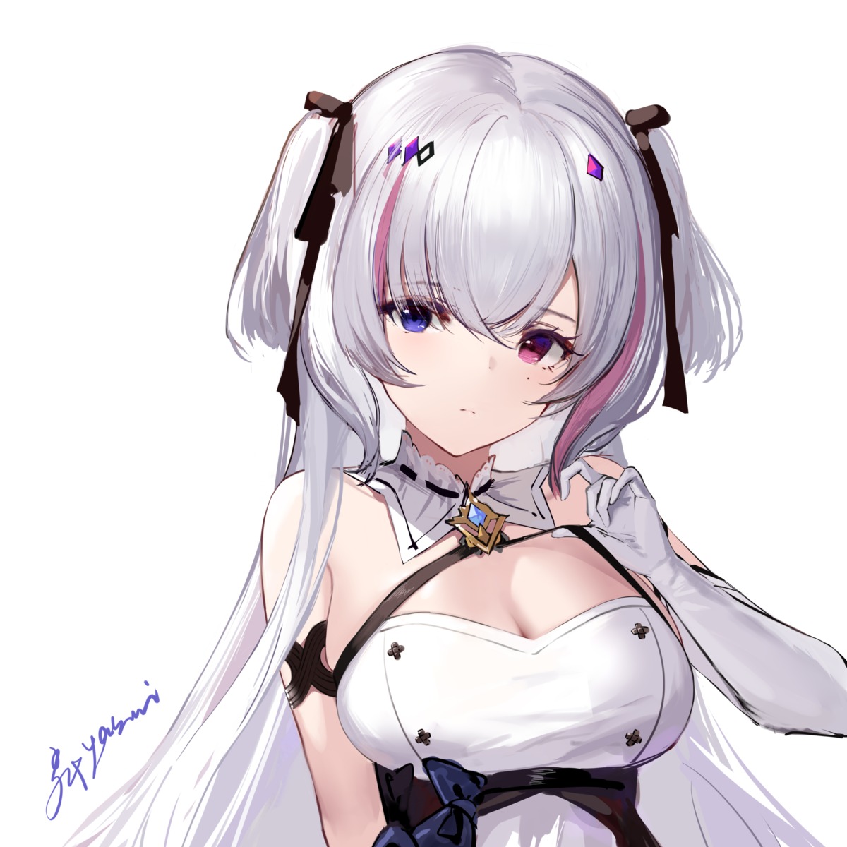 an_yasuri, cleavage, hecatia_(vtuber), heterochromia