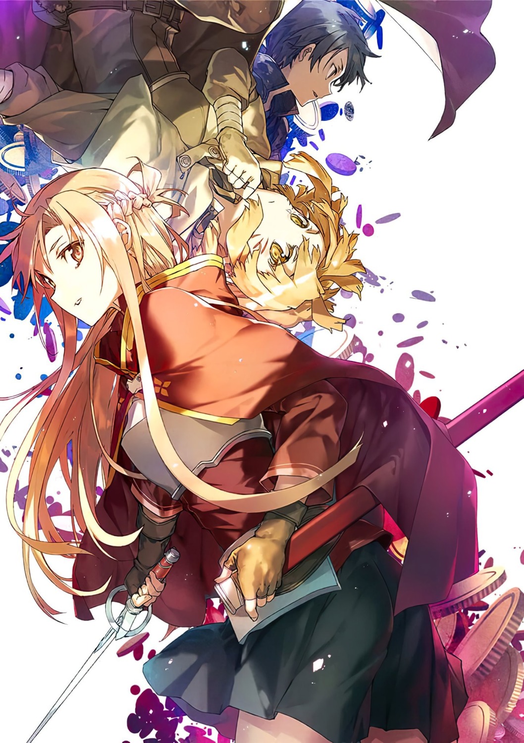 argo_(sword_art_online), armor, asuna_(sword_art_online), bunbun, kirito, sword, sword_art_online, sword_art_online_progressive