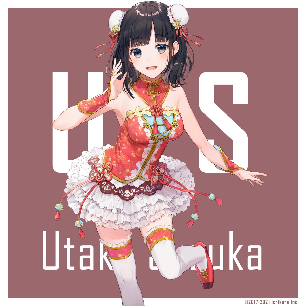 asian_clothes, nijisanji, skirt_lift, suzuka_utako, thighhighs, ymmls