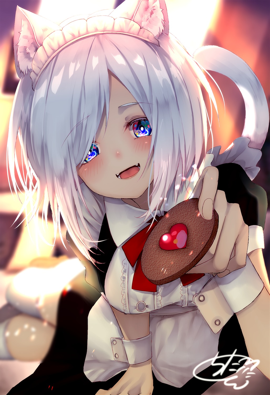 animal_ears, chita_(ketchup), maid, nekomimi, tail, thighhighs, valentine