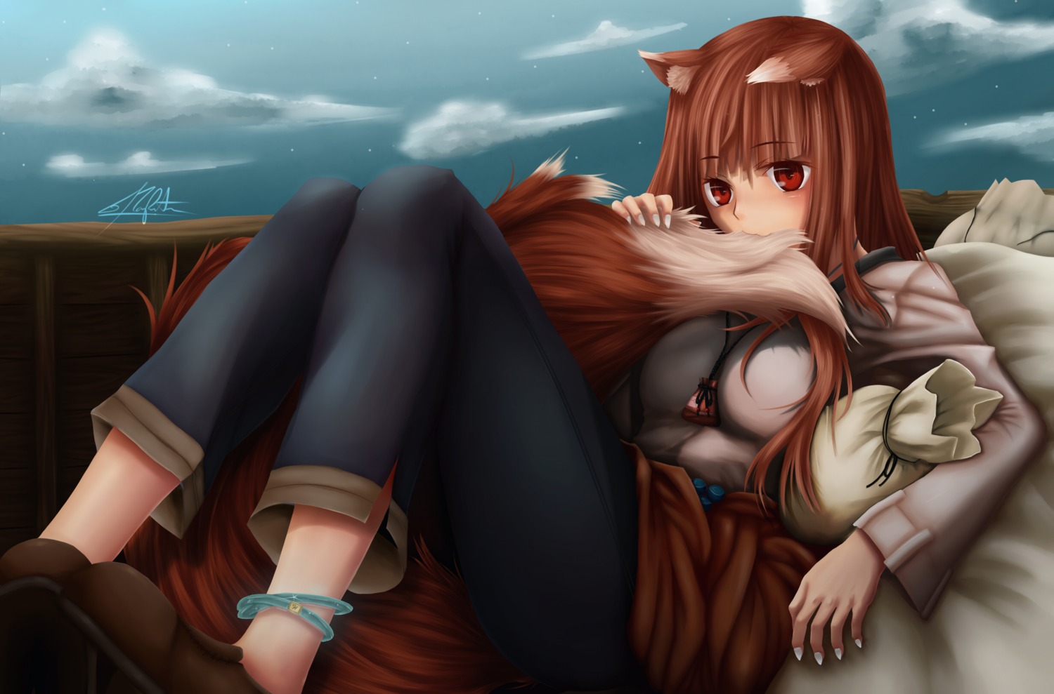 animal_ears, holo, seraziel, spice_and_wolf, tail