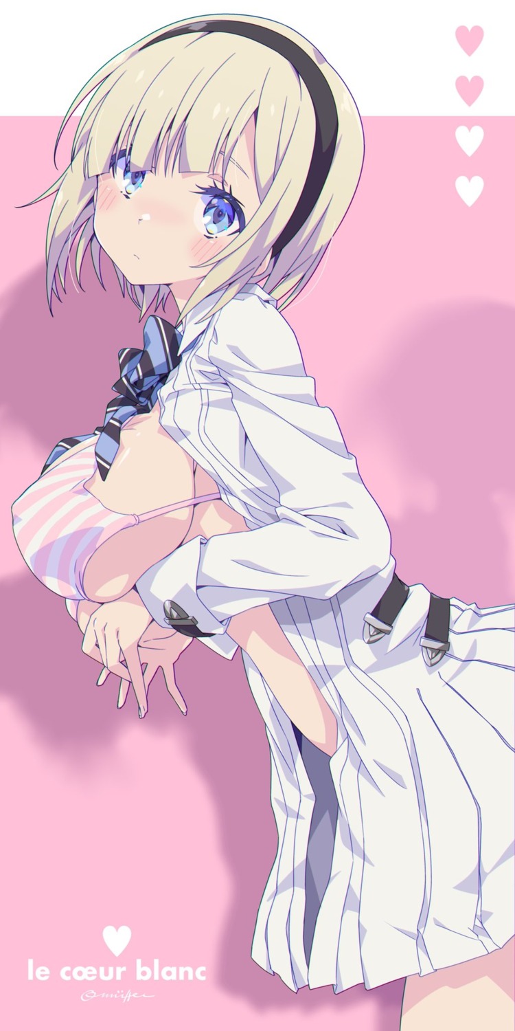 bra, erect_nipples, okuzora_kohaku, ooomuller, open_shirt, seifuku, the_idolm@ster_starlit_season