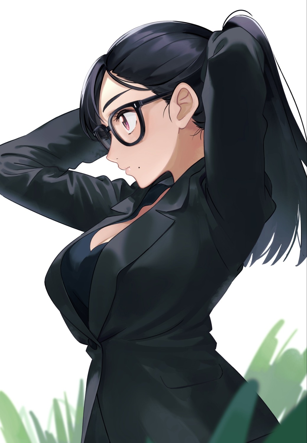 business_suit, cleavage, kojy, megane, minakata_hizuru, summertime_render