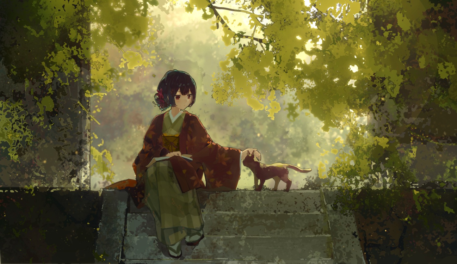 kimono, mikka620, morino_rinze, neko, the_idolm@ster, the_idolm@ster_shiny_colors