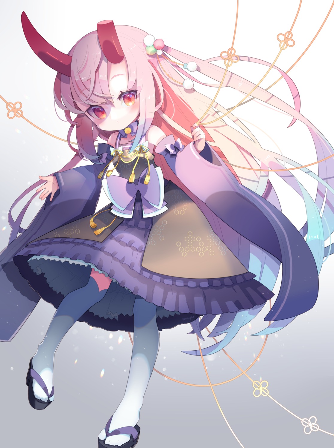 dress, horns, thighhighs, yokoe_(mealtime)