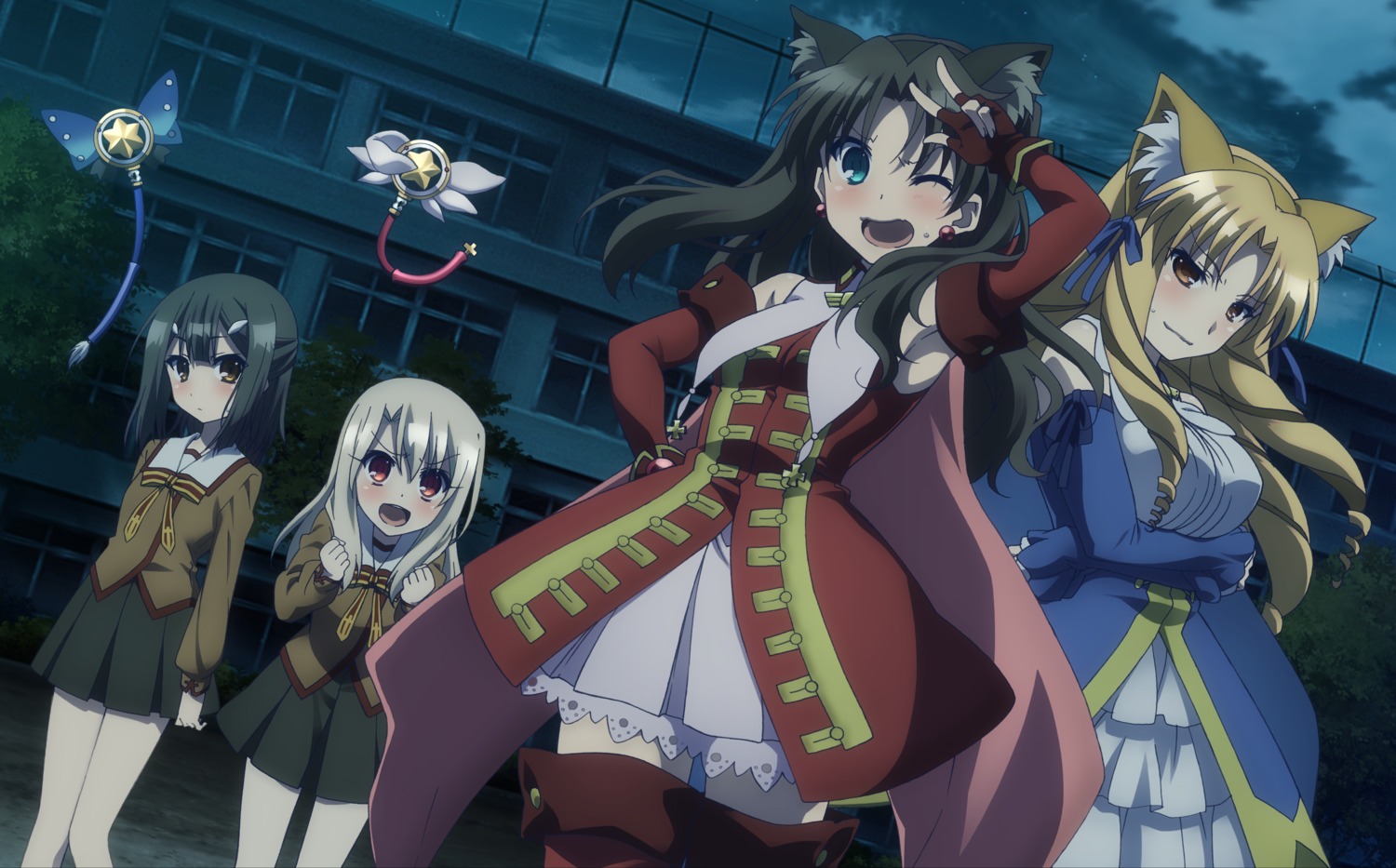animal_ears, breast_hold, dress, fate/kaleid_liner_prisma_illya, fate/stay_night, illyasviel_von_einzbern, luviagelita_edelfelt, magical_ruby