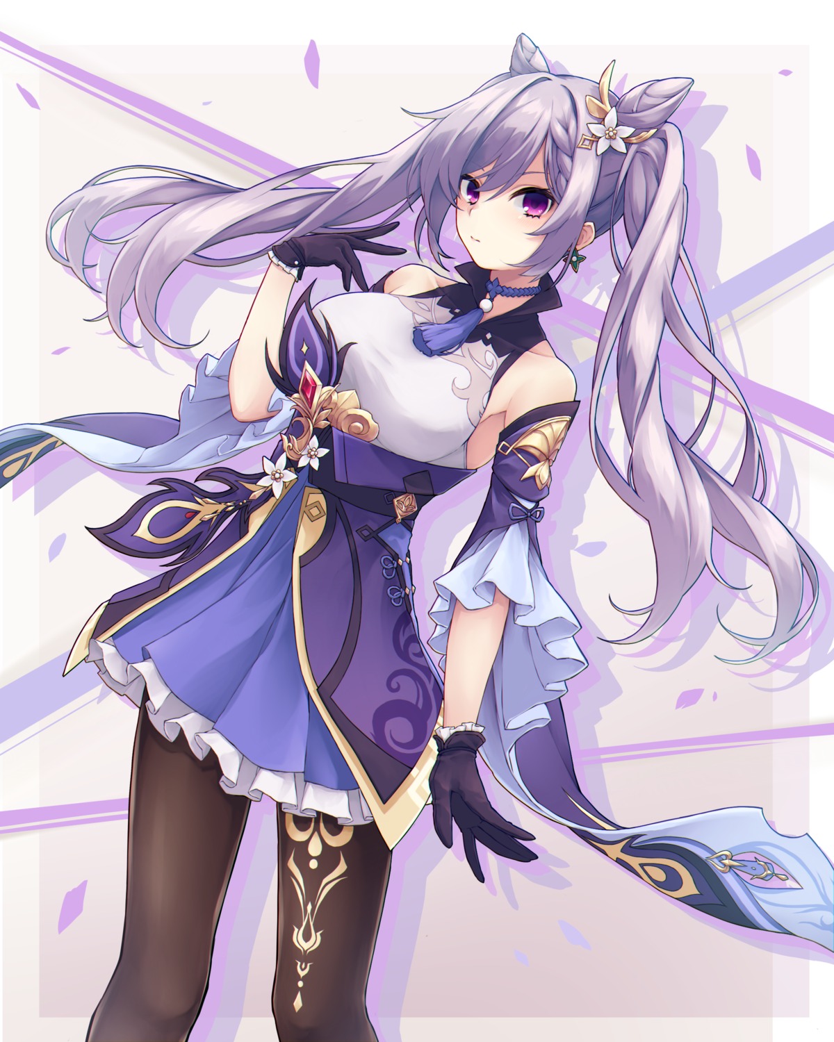 asian_clothes, genshin_impact, keqing, namec0, pantyhose