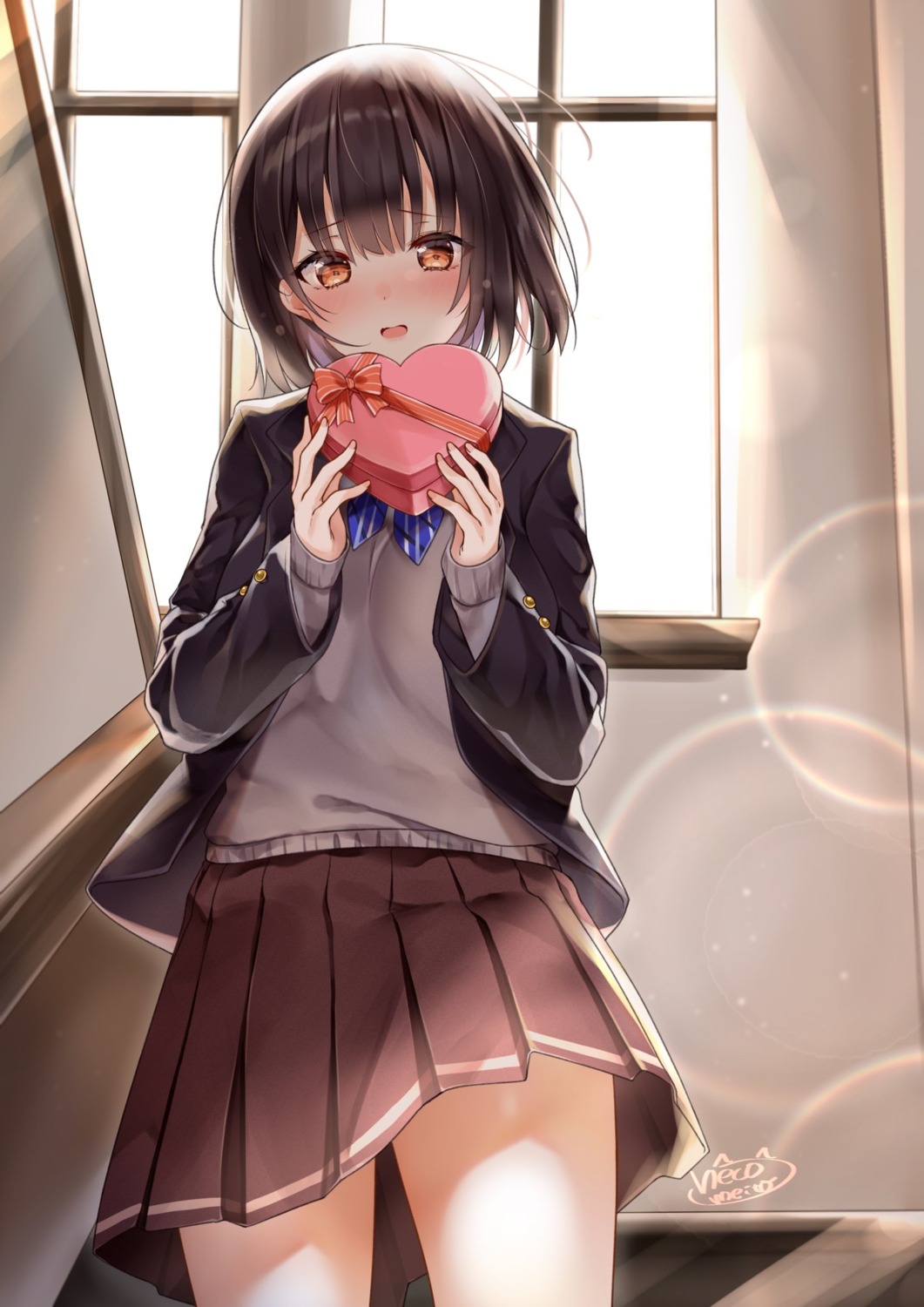 neco_meito, seifuku, sweater, valentine