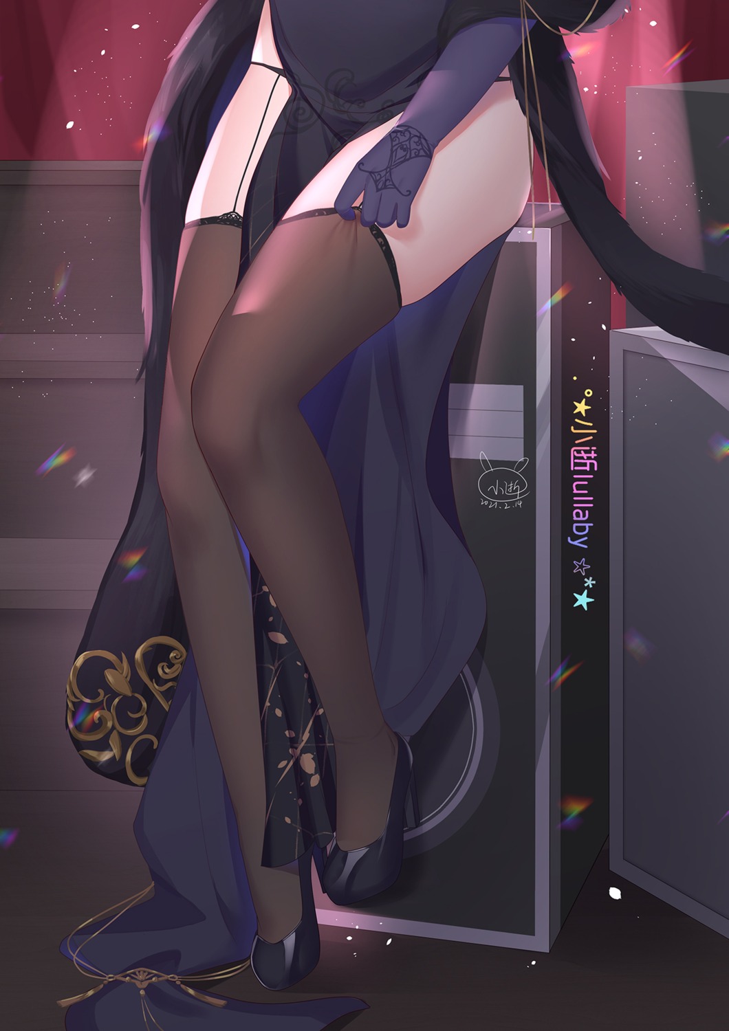asian_clothes, azur_lane, cheshire_(azur_lane), heels, pantsu, stockings, thighhighs, xiao_shi_lullaby