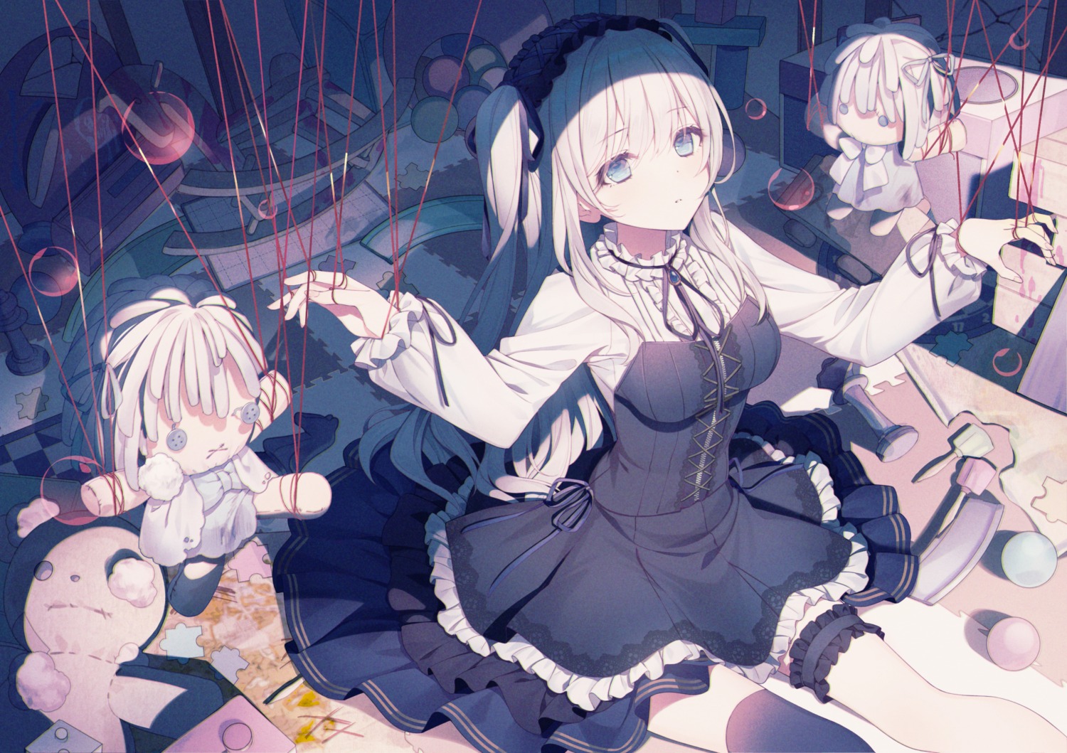 a20_(atsumaru), aitsuki_nakuru, aitsuki_nakuru_youtube_channel, bondage, chibi, dress, garter, gothic_lolita, lolita_fashion