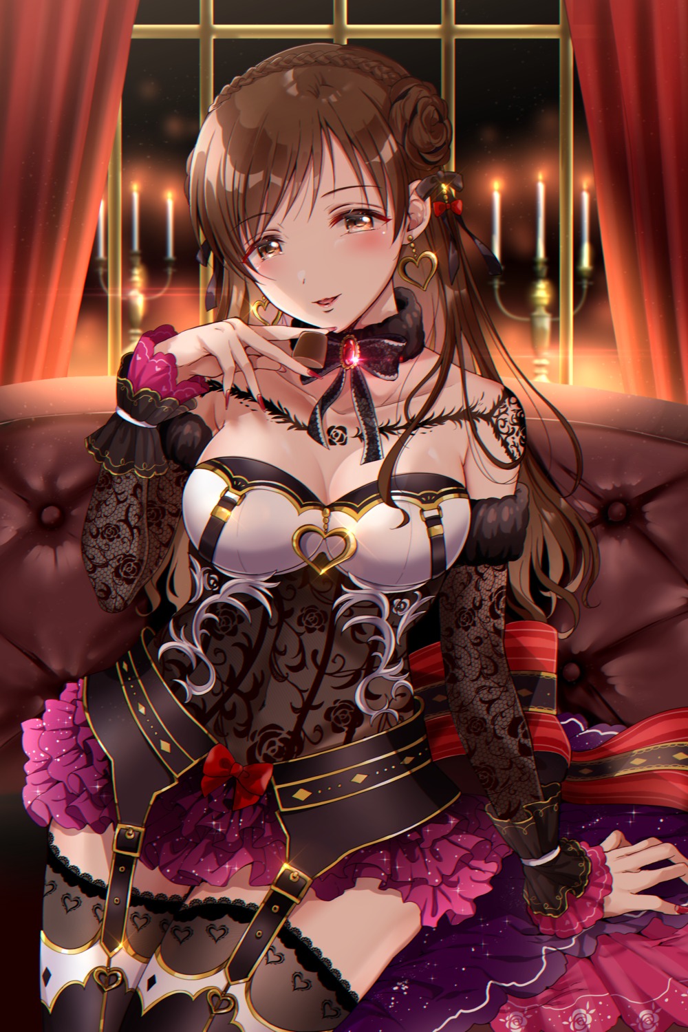 cleavage, gen_(enji), nitta_minami, see_through, stockings, the_idolm@ster, the_idolm@ster_cinderella_girls, thighhighs