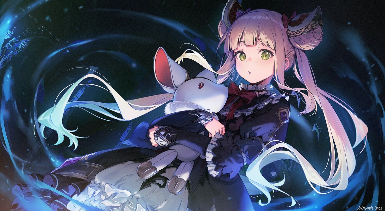 dress, gothic_lolita, lolita_fashion, luna_(shadowverse), ninomae_ina'nis_(artist), shadowverse