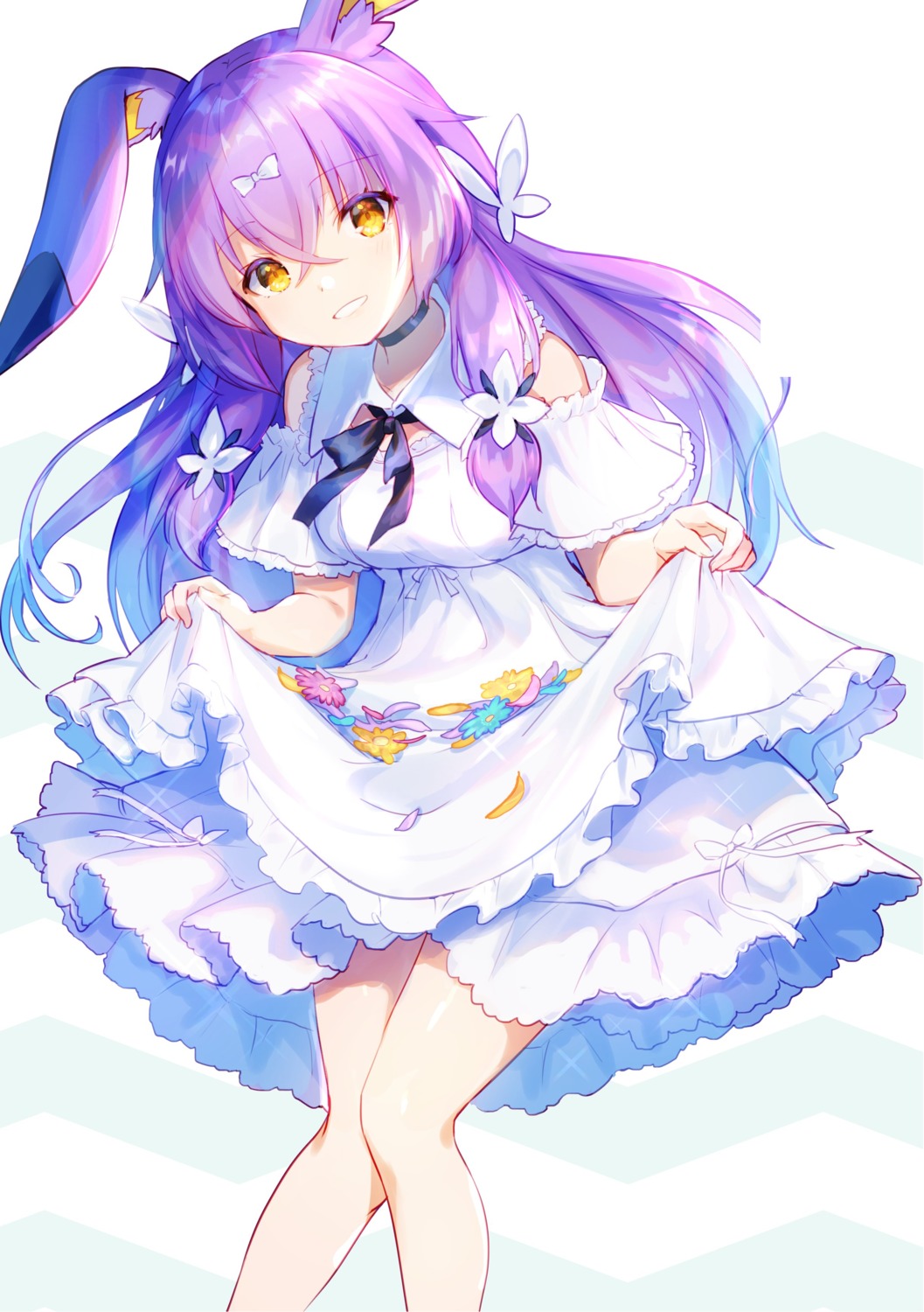 animal_ears, bunny_ears, dress, hoshikawa_tefu, kusou_code_plus, skirt_lift, tagme