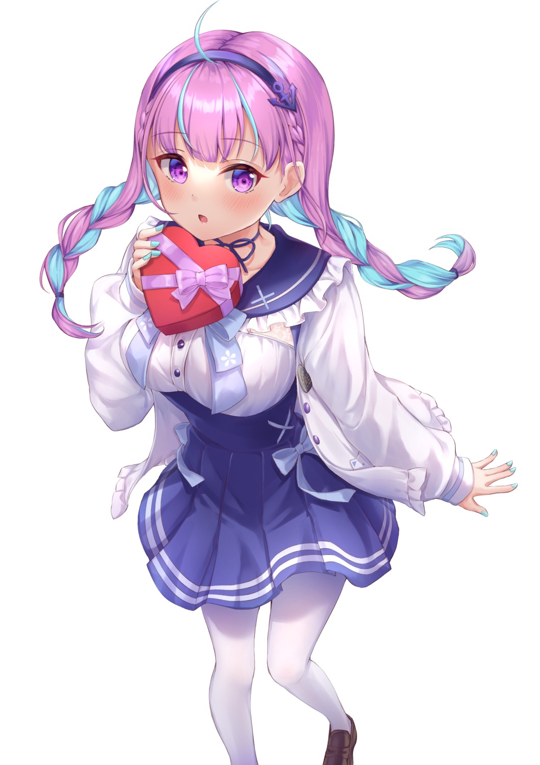 hololive, minato_aqua, pantyhose, poe, seifuku, valentine