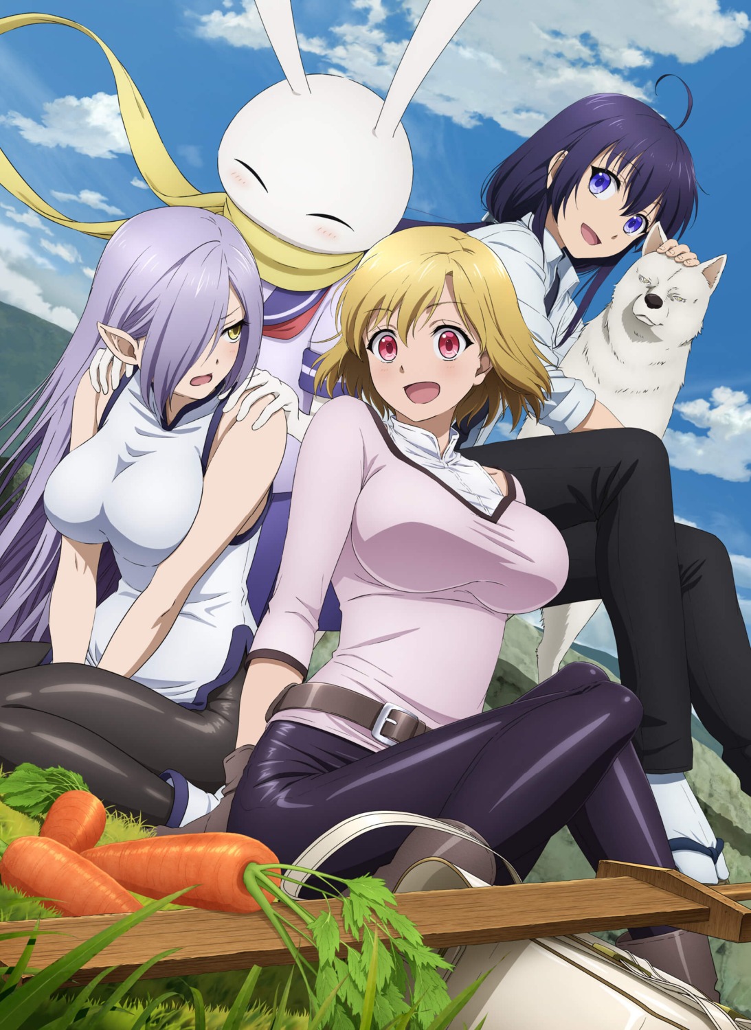animal_ears, carrot_(peach_boy_riverside), dress, frau_(peach_boy_riverside), mikoto_(peach_boy_riverside), pantyhose, peach_boy_riverside, pointy_ears, sally_(peach_boy_riverside), seifuku, tagme