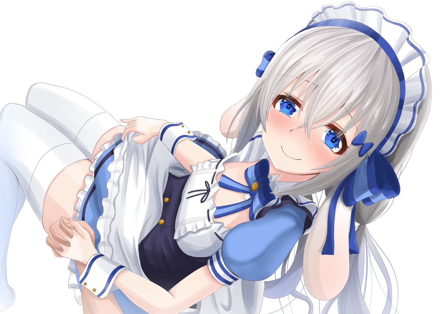 animal_ears, bunny_ears, maid, masquerade, mts_09, skirt_lift, tenshi_nano, thighhighs