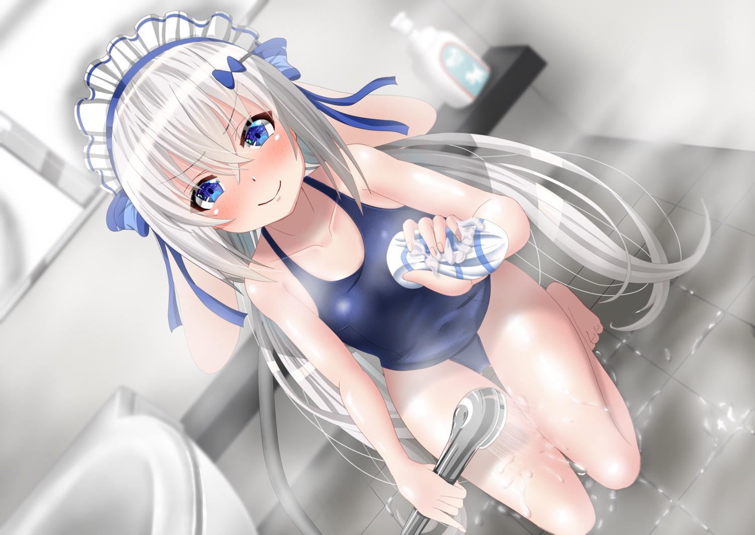 bathing, cream, masquerade, mts_09, school_swimsuit, swimsuits, tenshi_nano, wet