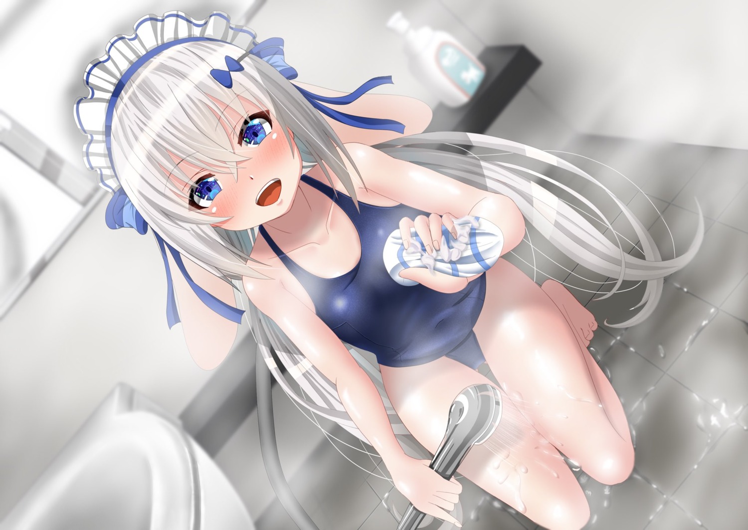 bathing, cream, masquerade, mts_09, school_swimsuit, swimsuits, tenshi_nano, wet